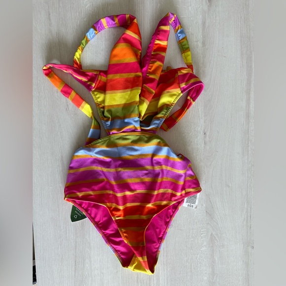 Farm Rio Shiny Stripes One Piece Swimsuit - Picture 3 of 9